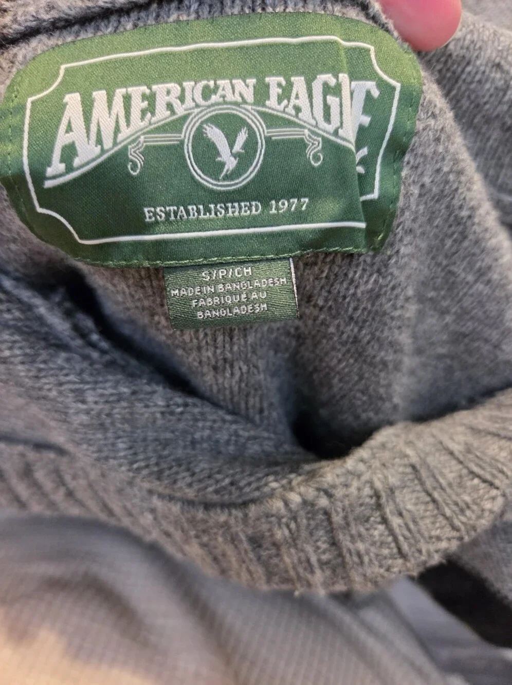 American Eagle Outfitters Gray Crewneck Hoodie Sweater with Black Stripes